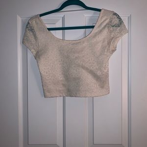 Off White Lace Crop Top